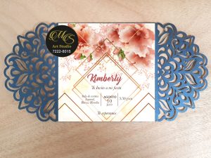 Invitación Láser para 15 años. Color Azul